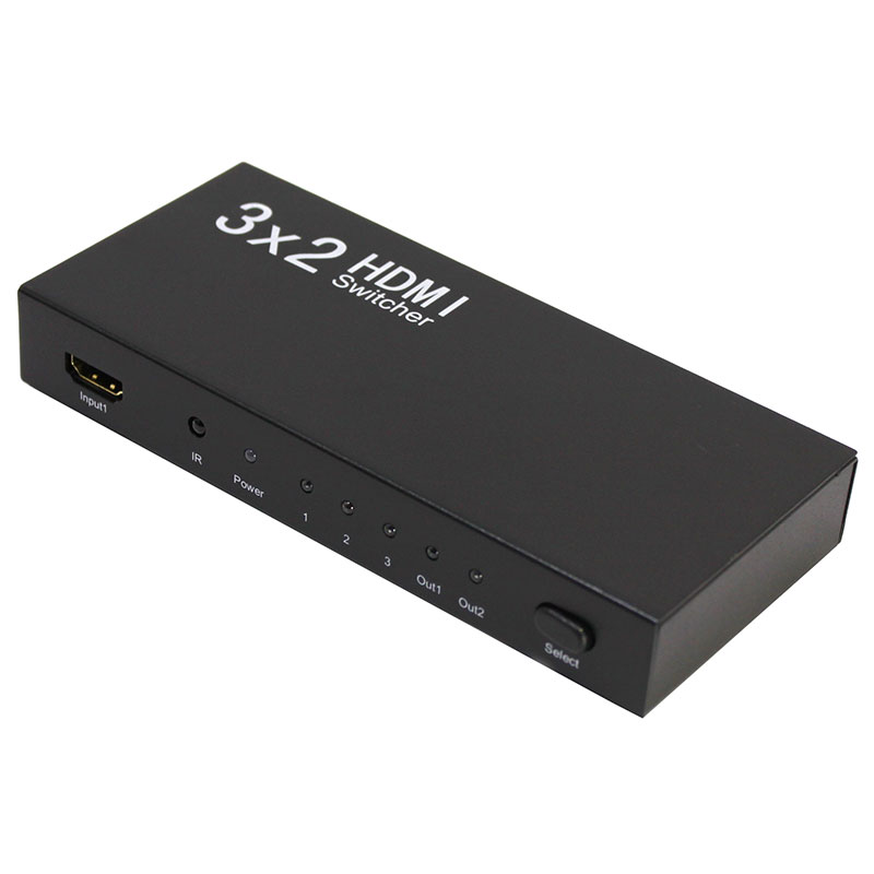 【新品】 HDMI AMPLIFIER SPLITTER HDMI分配器 リモコン付き 3入力 2出力 FullHD(1920x1080p)/60Hz